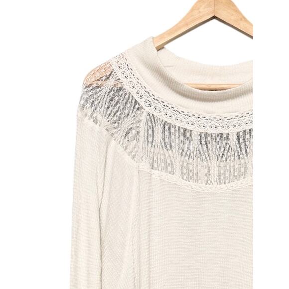 Free people spring valley lace trim thermal top S boho oversized - Picture 4 of 8